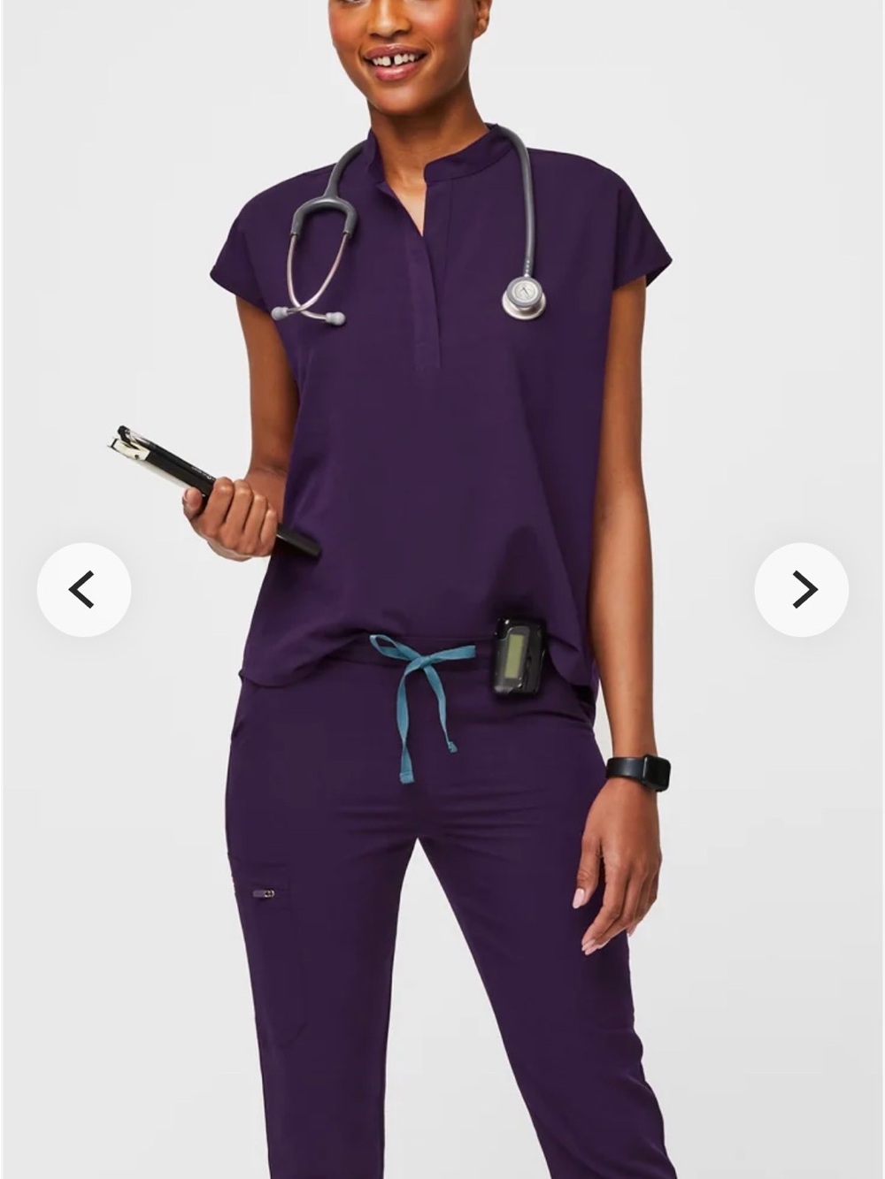 FIGS Rafaela Oversized Scrub Top in Purple Jam - Picture 7 of 7